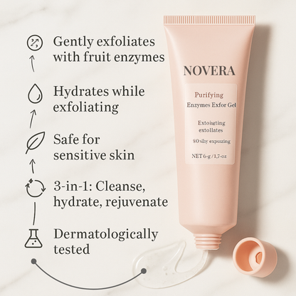 Novera Purifying Enzymes Exfoliating Gel | Gentle EnzymeGlow Technology for Radiant, Hydrated Skin